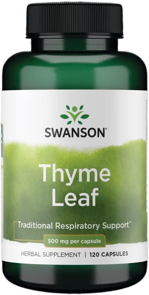 Swanson Thyme Leaf - Herbal Supplement Supporting Respiratory System Health - Natural Formula Aiding Digestive System Health - (120 Capsules, 500mg Each)