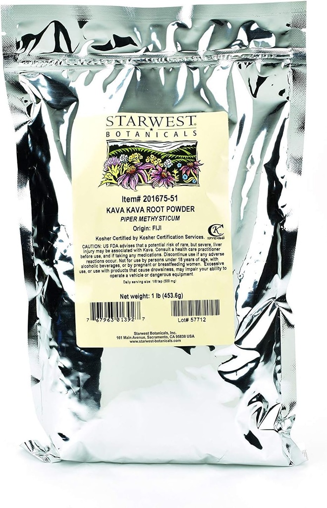 Starwest Botanicals Kava Kava Root Powder, 1 Pound