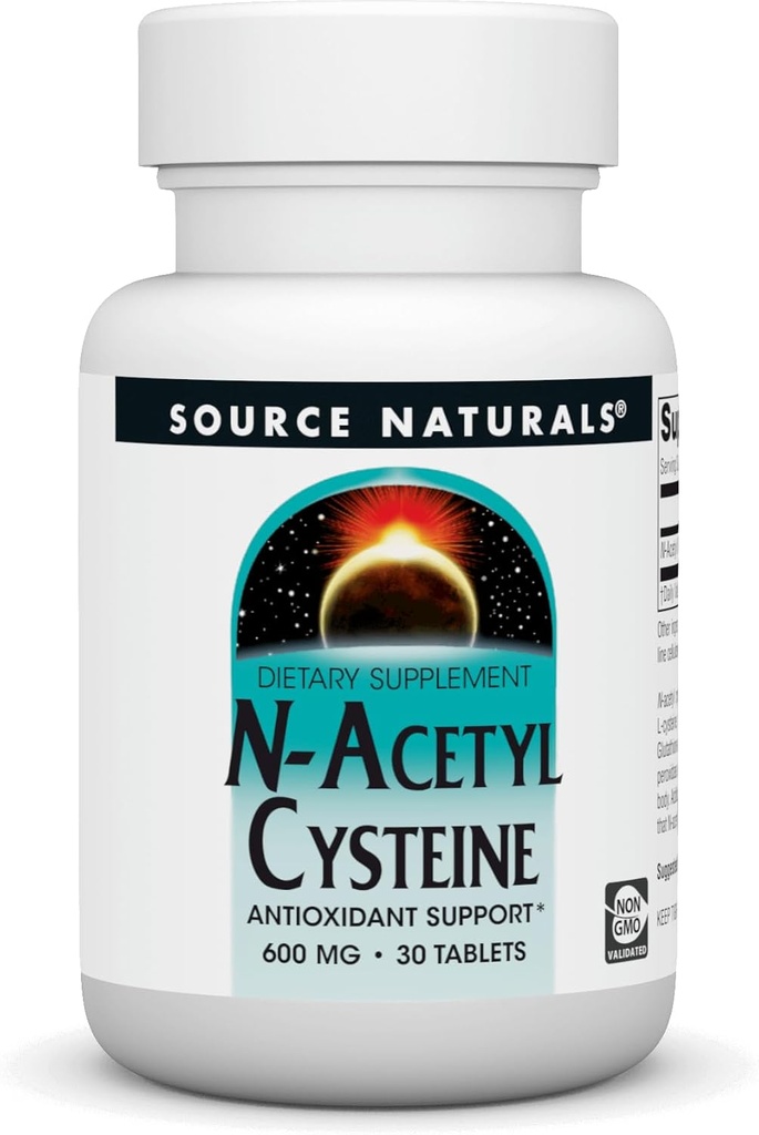 Source Naturals N-Acetyl Cysteine Antioxidant Support 600 mg Dietary Supplement That Supports Respiratory Health* - 30 Tablets