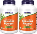 NOW Supplements, Certified Organic, Spirulina Powder, Rich in Beta-Carotene (Vitamin A) and B-12 with Naturally Occurring GLA & Chlorophyll, 4-Ounce (Pack of 2)