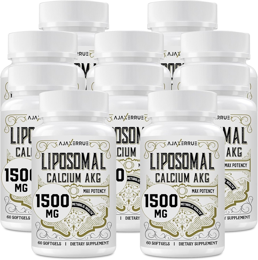 Liposomal Calcium AKG Supplement 1500 MG (Alpha-Ketoglutaric Acid), High Absorption, More Effective Than AAKG, Ca AKG for Longevity, Age Defense, Cellular Energy, Metabolic Function, 600 Softgels