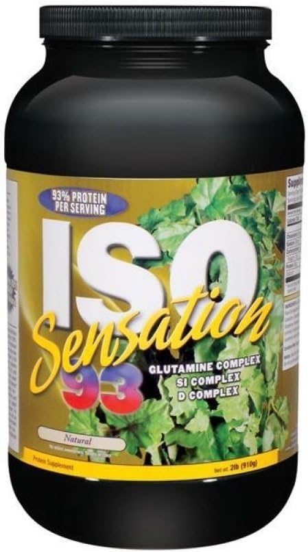 Ultimate Nutrition Iso Sensation 93 with Glutamine Complex Low Carb Whey Protein Isolate Powder – 30 Grams of Protein, Fat-Free, Keto Friendly, Natural, 2 Pounds