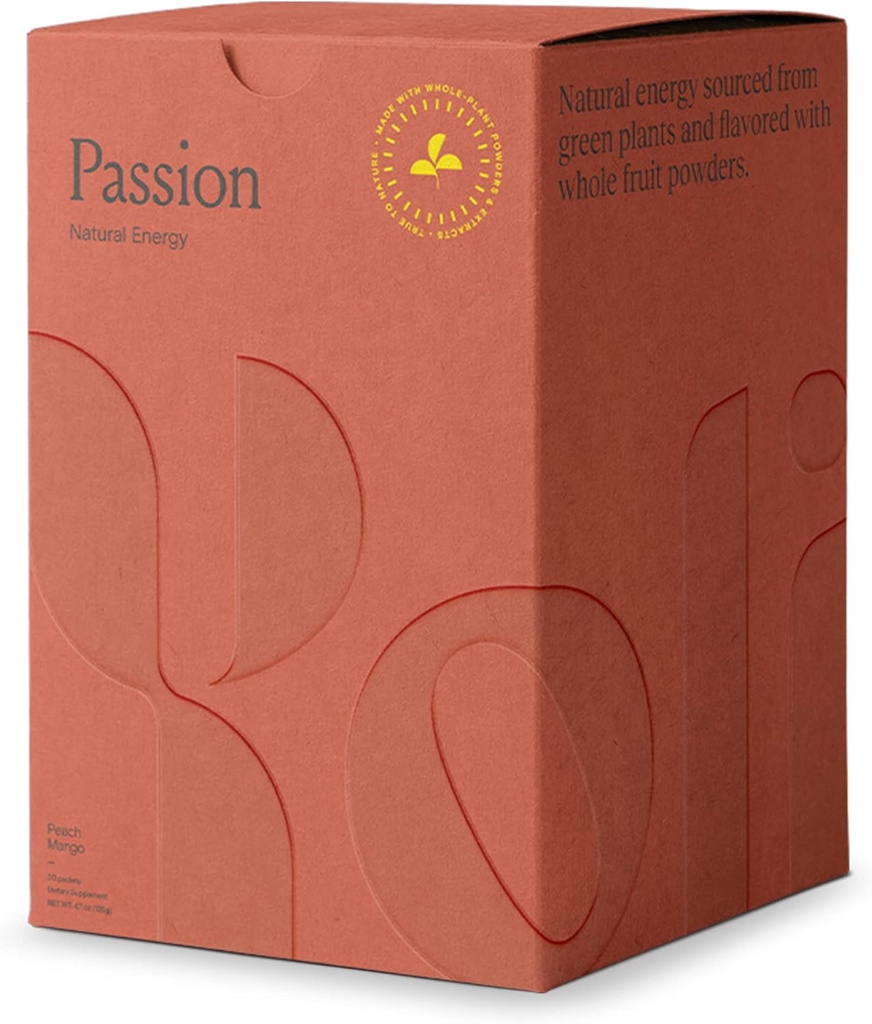 Yoli Passion Energy Drink Powder Mix - Natural Energy Drink Mix for Endurance and Stamina, 30 Packets - Peach Mango Flavor