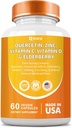 Quercetin 50 mg Zinc 1000 mg Vitamin C 5000 IU Vitamin D3 1000 mg Turmeric 1000 mg Elderberry with Q-Defend Immune Blend Reisshi Nettle Arteemisinin, Non-GMO, Mineral Supplements,60 Capsules