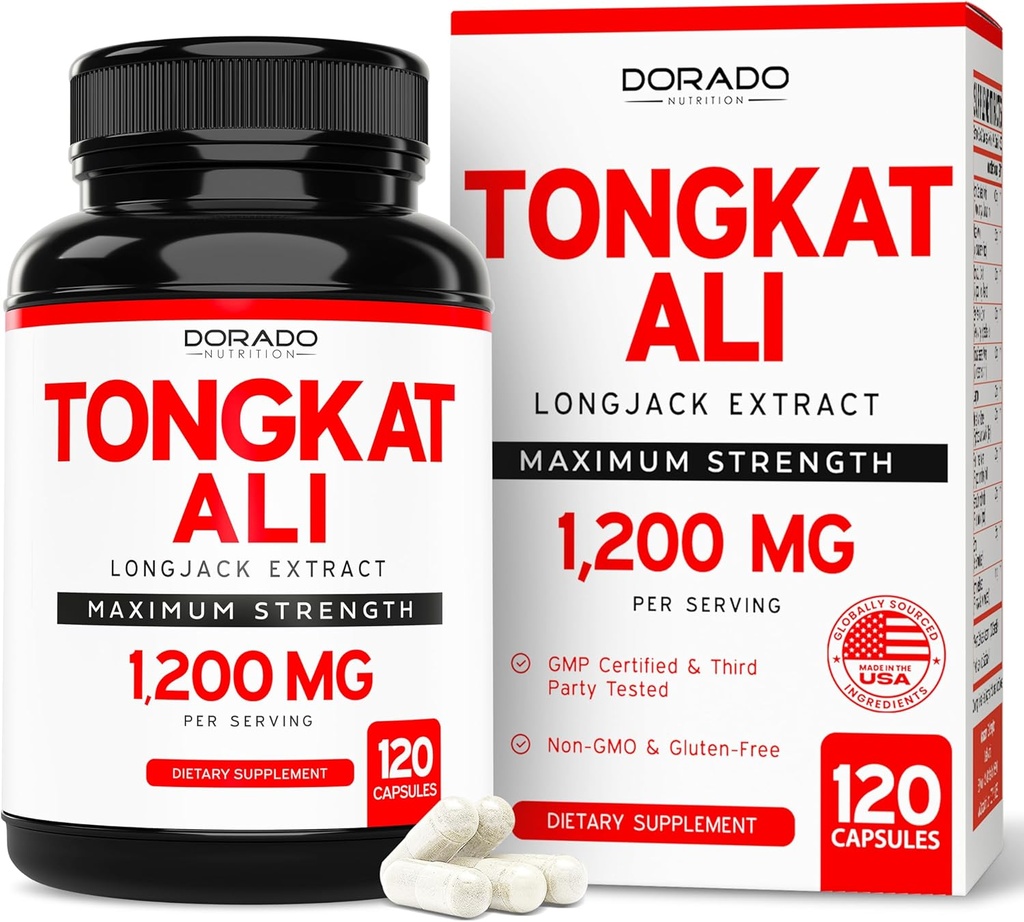 Tongkat Ali For Men (Longjack) Eurycoma Longifolia Extract 1200mg Per Serving, 120 Capsules - Longjack Tongkat Ali for Men's Health & Vitality Support - Third Party Tested, USA Made & Non-GMO