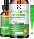 Sea Moss Liquid Drops - Irish Sea Moss 2000mg with Elderberry, Burdock Root, Bromelain, Vitamin C and Zinc - 98 Essential Minerals Seamoss Supplement for Immune, Joint, Digestion, Aging Support - 2oz