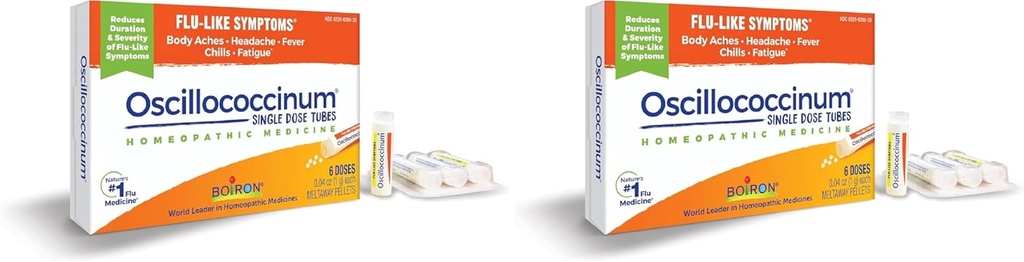 Boiron Oscillococcinum for Relief from Flu-Like Symptoms of Body Aches, Headache, Fever, Chills, and Fatigue - 6 Count (Pack of 2)