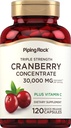 Piping Rock Cranberry Pills | 30,000 mg | 120 Capsules | Supplement for Women & Men | Triple Strength Concentrate Extract Plus Vitamin C | Non-GMO, Gluten Free