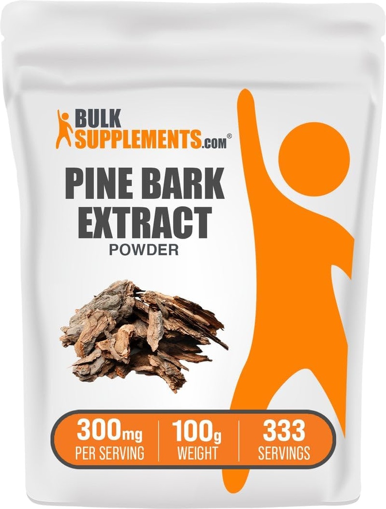 BulkSupplements.com Pine Bark Extract Powder - Herbal Supplement, Pine Bark Powder - Antioxidants Support, Gluten Free - 300mg per Serving, 100g (3.5 oz) (Pack of 1)