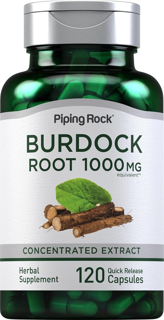 Piping Rock Burdock Root Capsules 1000mg | 120 Count | Herbal Supplement | Concentrated Extract | Gluten Free, Non-GMO
