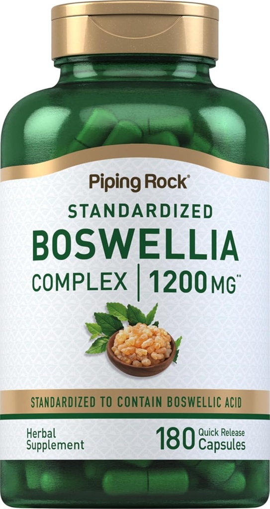 Piping Rock Boswellia Extract Capsules | 1200mg | 180 Count | Herbal Supplement | Standardized Complex | Non-GMO, Gluten Free