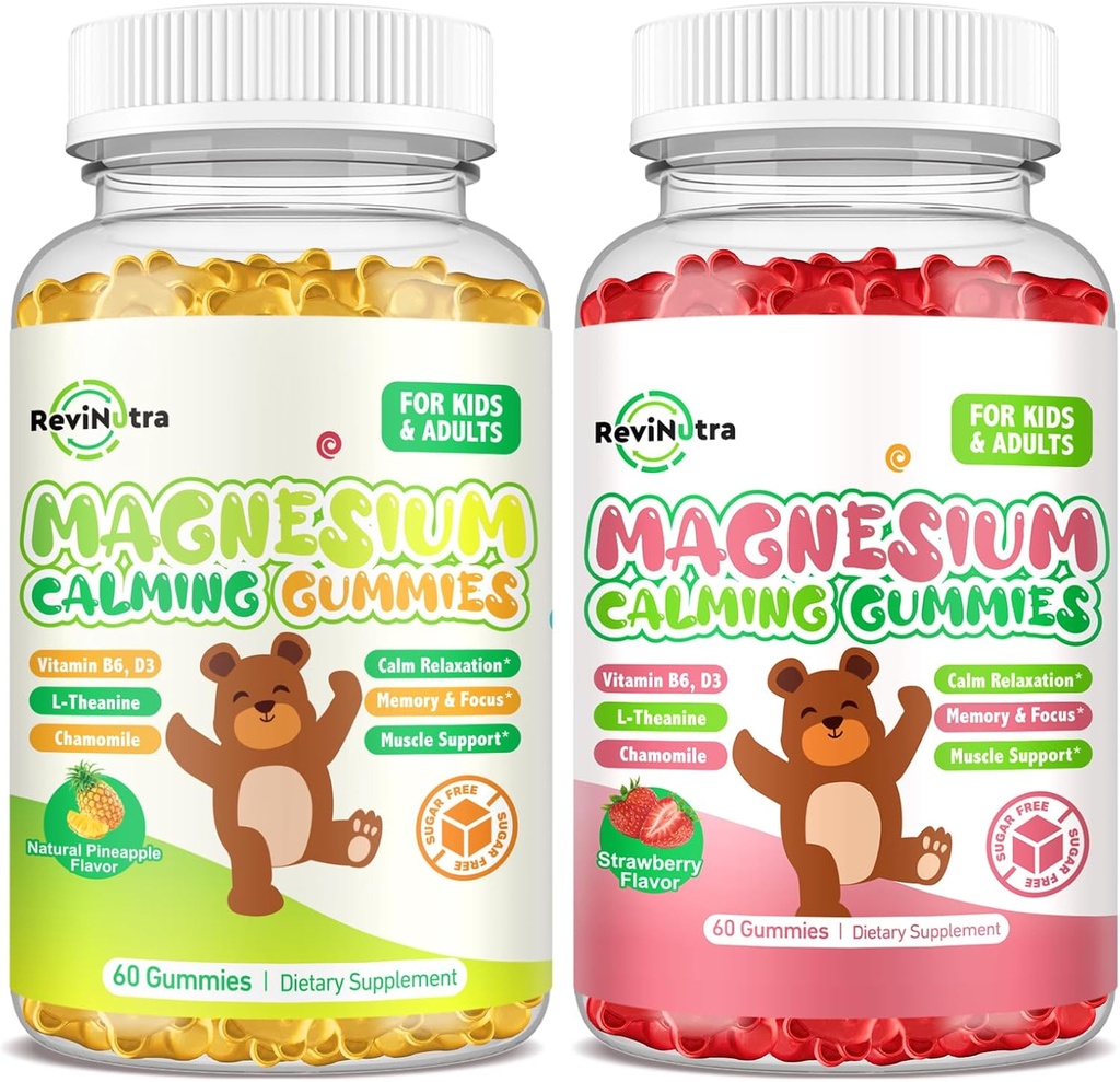 2 Pack Magnesium Gummies for Kids & Adults- Magnesium Glycinate Complex