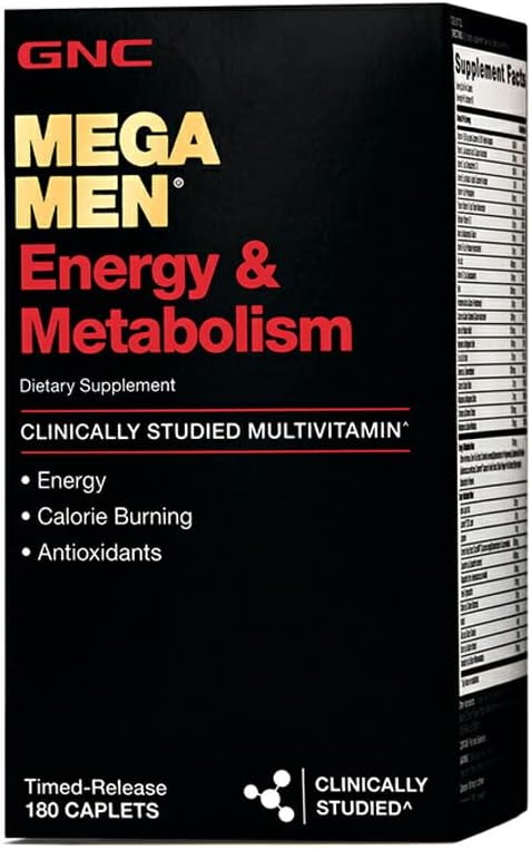 GNC Mega Men Energy & Metabolism Multivitamin | Increased Energy and Calorie Burning | 180 Count
