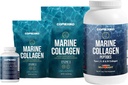 CORREXIKO Marine Collagen Supplement Pills & Powder Bundle - Includes 10,000mg Double Hydrolyzed Collagen Powder 1kg, 15 oz & 5oz and 1800mg Collagen Peptides 120 Capsules - for Hair, Skin & Nails