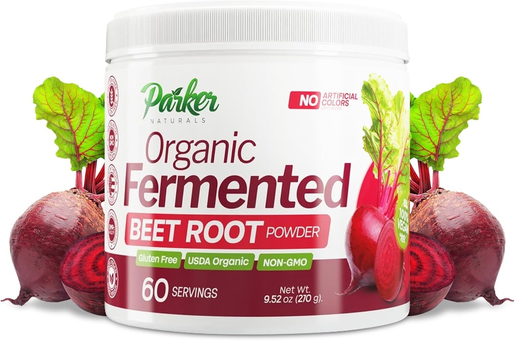 Parker Naturals Organic Fermented Beet Root Powder, 9.52 oz Beet Powder Supports Healthy Immune System, Gluten Free, Non-GMO, & Vegan Beets Supplements, 60 Servings