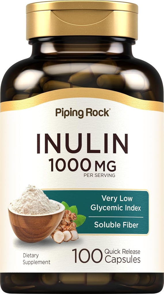 Piping Rock Organic Inulin Capsules 1000 mg | 100 Count | Low Glycemic Index | Soluble Fiber Supplement | Non-GMO, Gluten Free