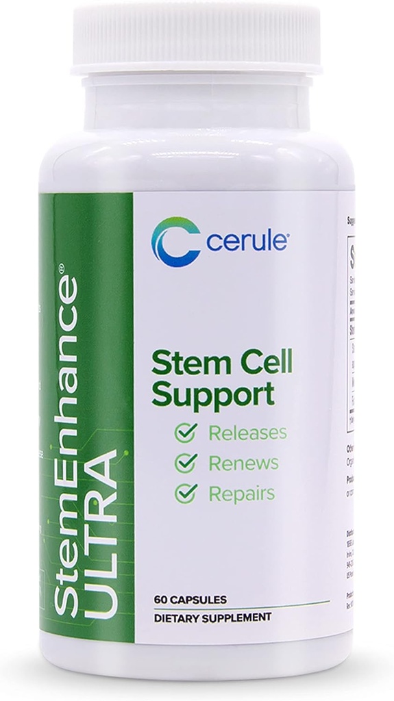 Cerule StemEnhance Ultra Stem Cell Support Supplement with Extracts from Freshwater Microalgae and Marine Macroalgae to Help Increase Circulating Adult Stem Cells and Promote Healing