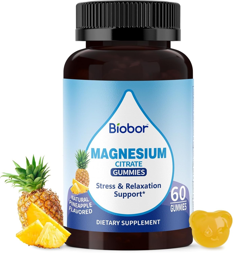 Potassium Magnesium Gummies, Magnesium Citrate & Potassium Citrate Supplements with Vitamin D3, B6 for Electrolyte Balance, Muscle, Leg Cramps, GMO Free Gluten Free (Pineapple,60 Count)