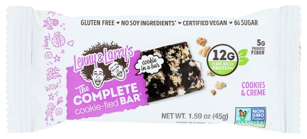 Lenny & Larry's Cookie-fied Protein Bar – Cookies & Creme Vegan Protein Bars 9x45g – Healthy Snacks with 12g Plant Protein & 5g Fiber – Gluten free Power Bar, Keto Friendly, Non-GMO & Vegan