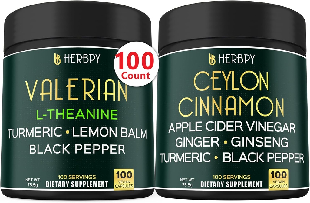 Bundle 5in1 Valerian Root Supplement & 6in1 Premium Ceylon Cinnamon Supplements