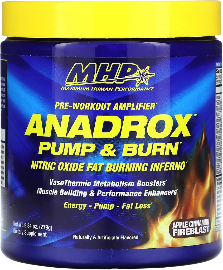 Maximum Human Performance Mhp Anadrox Pre-Workout, Nitric Oxide, Energy, Pumps, Apple Cinnamon Fireblast