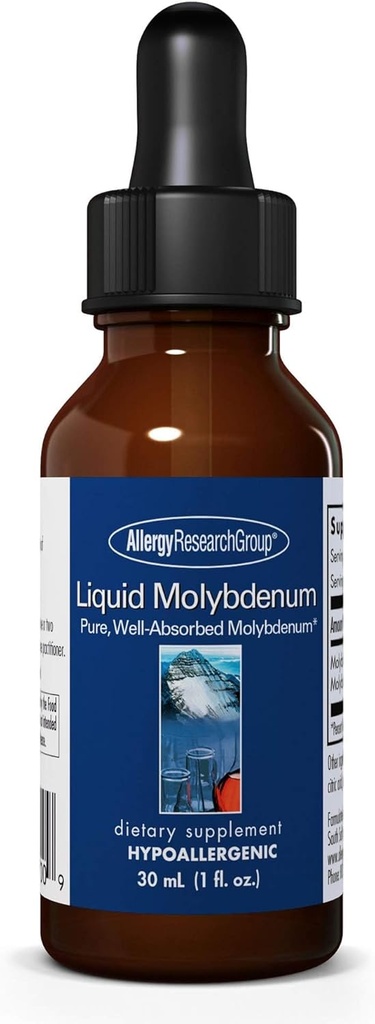 Allergy Research Group Liquid Molybdenum Supplement - Sulfur Metabolism Support, Detox, Uric Acid, Trace Minerals, 25mcg Liquid Drops - 1 Fl Oz