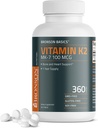 Bronson Vitamin K2 MK-7 100 MCG, K2 as MK7 Menaquinone, Bone Support 1 Year Supply, 360 Tablets