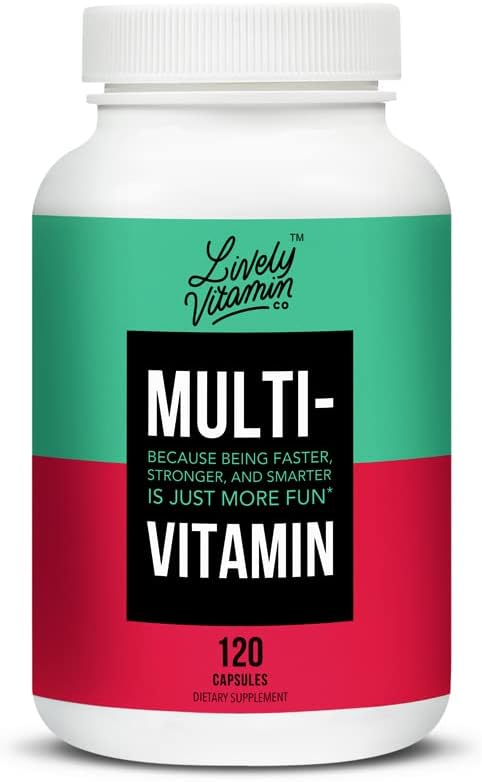 LIVELY VITAMIN CO. Multivitamin - 37 Vitamins Minerals and Extracts - Energy - Memory - Immune Function - Heart- Brain - Focus - Mood - Antioxidants - Dairy Gluten Soy Free - 120 Vegetarian Capsules