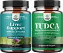 Bundle of Liver Cleanse Detox & Repair Formula and Advanced TUDCA Liver Support Supplement - with Milk Thistle Dandelion Root Turmeric and Artichoke Extract - Extra Strength TUDCA 500mg Bile Salts