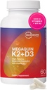 Microbiome Labs MegaQuin D3 + K2 - High Potency Vitamin D3 K2 Supplement - Bioactive & Bioavailable - Vitamin D3 5000 iu & MK-7 - Support Bone, Heart, Nerve & Immune Health (60 Capsules)