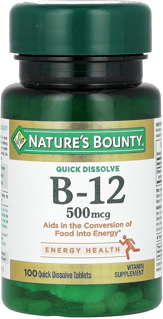 Nature's Bounty Vitamin B-12 500 mcg, 100 ea (Pack of 4)