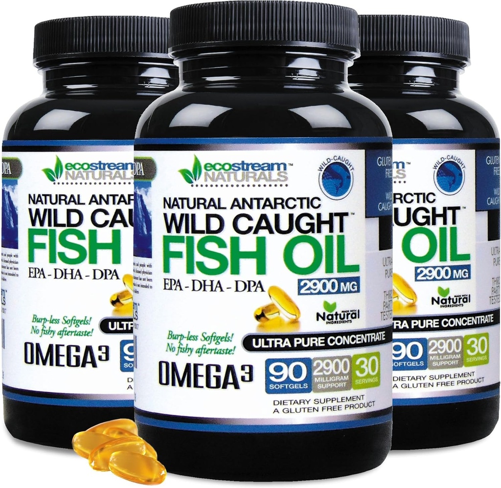 (Pack of 3 Wild Caught Omega 3 2,900 Milligrams. Now with Even More DPA-EPA-DHA