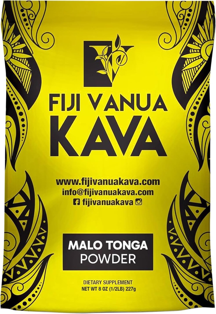 Fiji Vanua Kava-Malo Tonga Kava Drink Powder, Medium Grind Traditional Kava Root Powder, Easy to Prepare Kava Root Powder with Smooth and Creamy Taste, Premium, 8oz