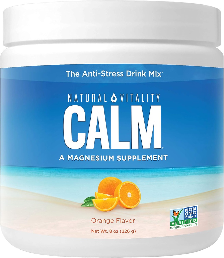 NATURAL VITALITY Orange Flavor Magnesium Anti-Stress Drink Mix, 8 OZ