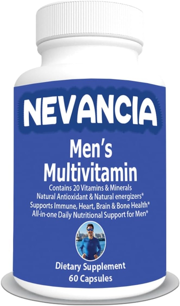 Men's Multivitamin with 20+ Essential Nutrients, Energizers, Daily Nutritional Support, Supports Immune, Heart, Brain, Bone & Overall Health