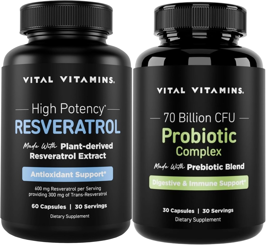 Vital Vitamins Resveratrol Capsules + Probiotic Complex
