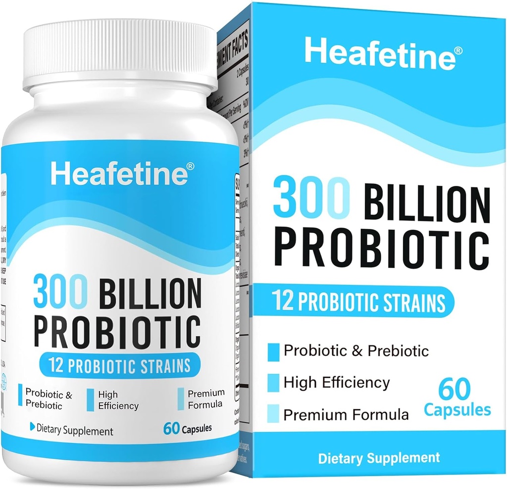 300 Billion CFUs Probiotics for Women & Men - 12 Strains + 3 Organic Prebiotics, Probiotics for Digestive Health & Immune, Gut Health & Bloating, Gut Health for Women & Men - 60 Capsules