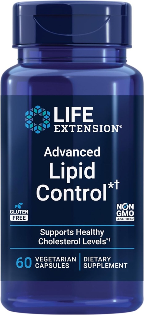 Life Extension Advanced Lipid Control, amla Extract, Indian Gooseberry, Heart Health, endothelial Health, Vegetarian, Gluten-Free, 60 Capsules