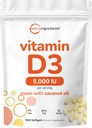 Micro Ingredients Vitamin D3 5,000 IU, 500 Softgels | Virgin Coconut Oil | Cholecalciferol Form | Bone, Immune & Heart Support | Easy to Swallow, Non-GMO