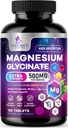 Magnesium Glycinate 500mg - Chelated for Ultra Absorption - Supports Bone, Muscle, Nerves & Heart Health, Nature's Sleep Support, Best Magnesium Supplement Pills for Whole Body Support - 120 Tablets