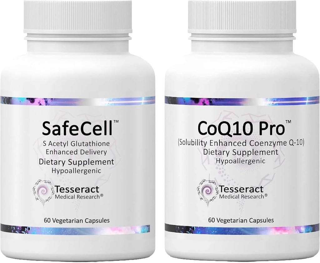 Tesseract Medical Research Master Antioxidant and Vitality Bundle, Glutathione Supplement for Neurological Support and Muscle Health, Hypoallergenic Formula