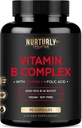 Vitamin B Complex with Vitamin C - Contains All Essential B Vitamins - B1, B2, B3, B5, B6, B7, B9, B12 and Biotin - Super B Complex Vitamins for Energy, Immunity and Mood Support - 90 Capsules