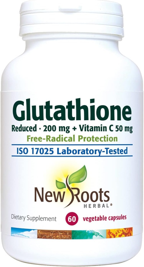 New Roots Glutathione Supplement + Vitamin C (60 Veg Caps) | Detox and Immune Boosting Supplement, Supports Liver | Gluten Free, Non-GMO