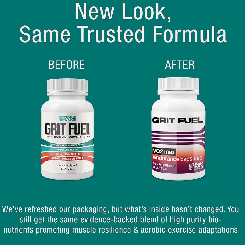Grit Fuel Endurance Capsules with Epicatechin and Quercetin – Promotes VO₂ Max, Muscle Metabolism, and Recovery for Peak Performance, Plant-Based Antioxidant Flavonoids, Gluten Free, 30-Day Supply