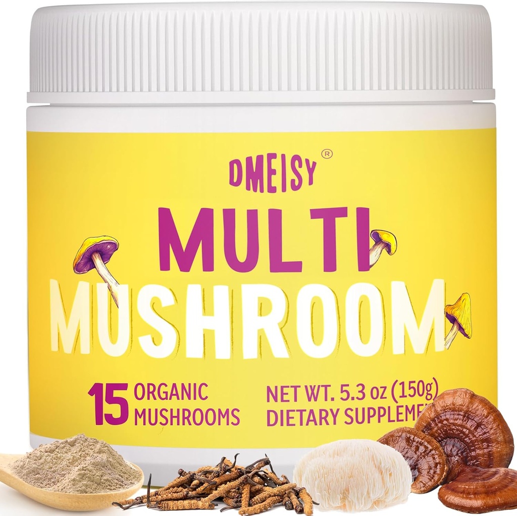 Mushroom Powder | for Mushroom Coffee, 20-in-1 Mushroom Complex with Lions Mane Powder, Reishi, Cordyceps, Turkey Tail & Herbs, Brain Supplements for Memory and Focus, Energy, Immunity - 5.3oz