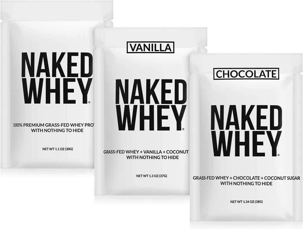 Naked Whey Sample Pack - Unflavored, Chocolate, and Vanilla