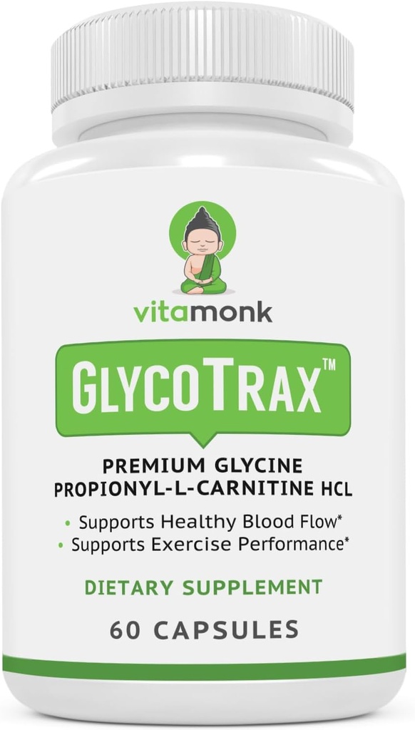 VitaMonk GlycoTrax - High Absorption GPLC Supplement - No Artificial Fillers - GPLC Glycine Propionyl-L-Carnitine Capsules Supplements to Support Healthy Blood Flow - 60 Capsules