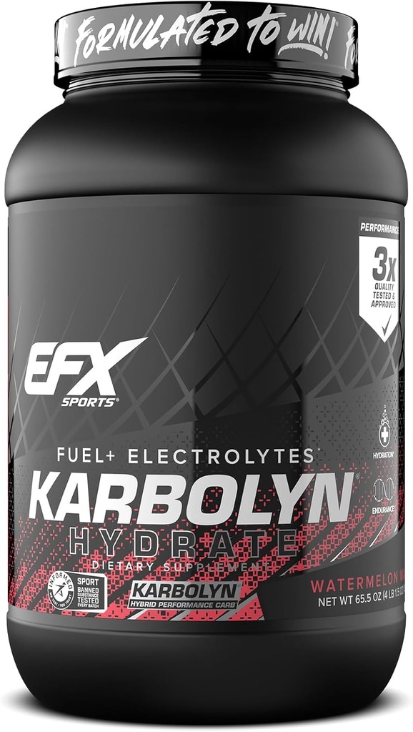 EFX Sports Karbolyn Hydrate | Carbohydrate Powder + Electrolytes | Sugar Free Sports Drink Mix | Fuel & Hydration | Stimulant Free | 66 Servings (Watermelon Wave)