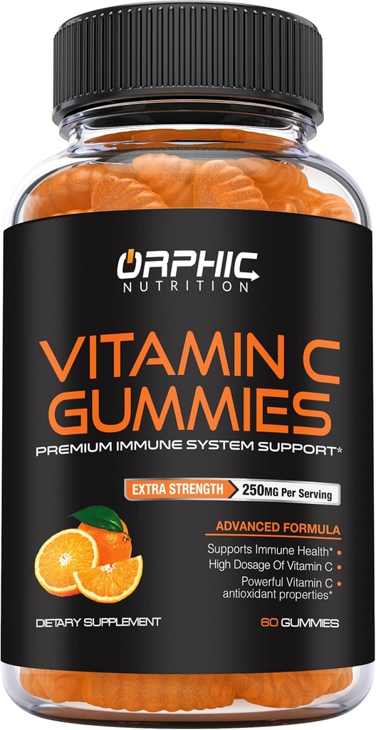 Vitamin C Gummies For Daily Immune Support* - Extra Strength 250mg Vitamin C Supplement Made up of Vitamin C Antioxidants For Adults & Kids* -​ For Immune System Support* - 60 Gummies