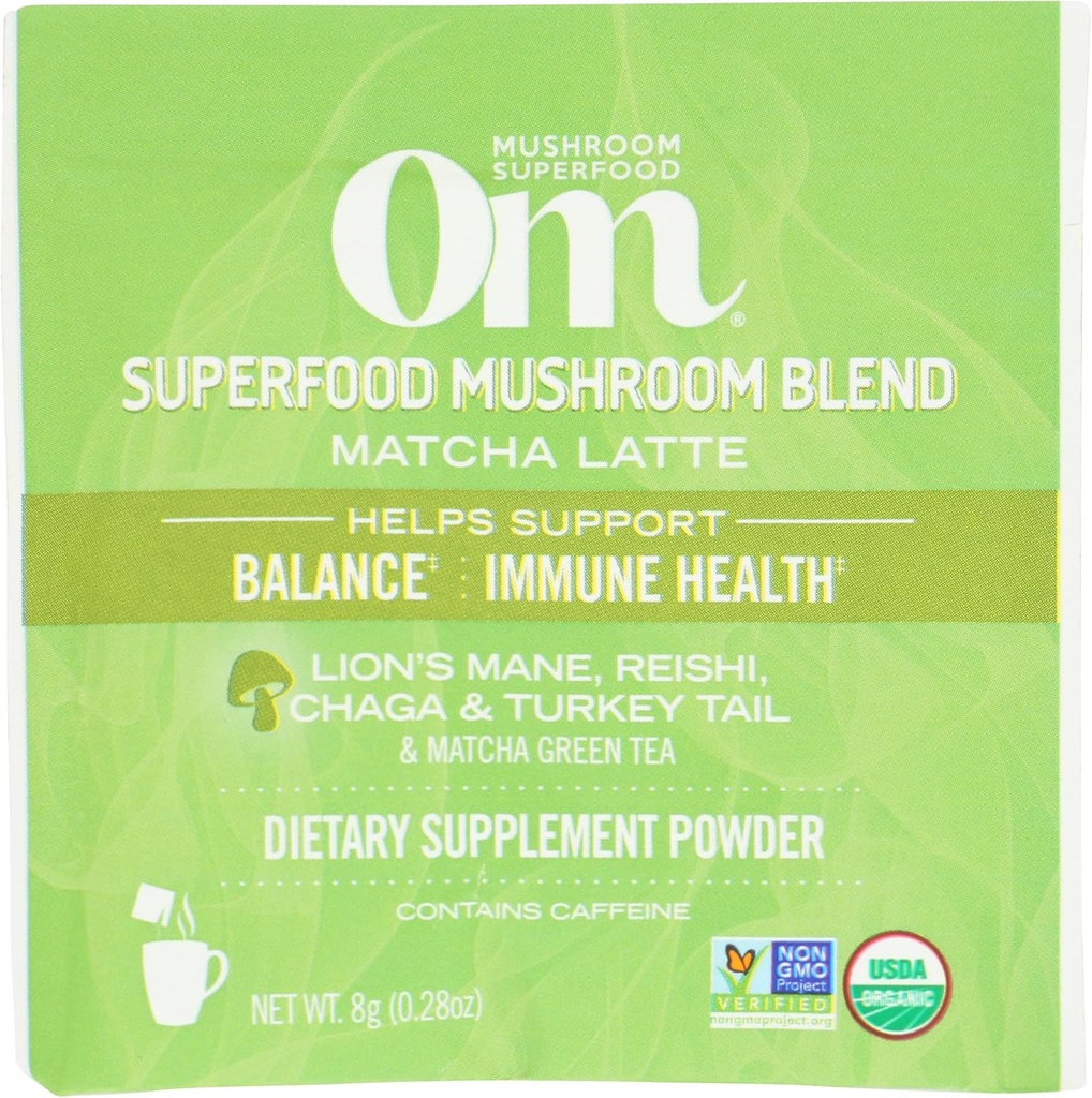 Om Mushroom Superfood Organic Mushroom Matcha Latte Blend, 0.28 OZ